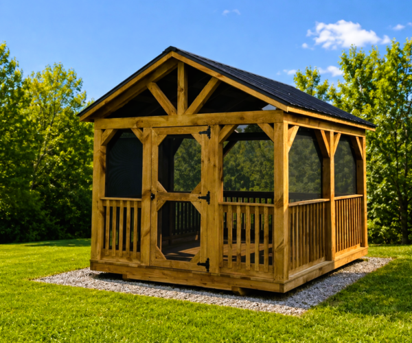 10' x 12' Rectangular Post & Beam Pavilion w/ Screens