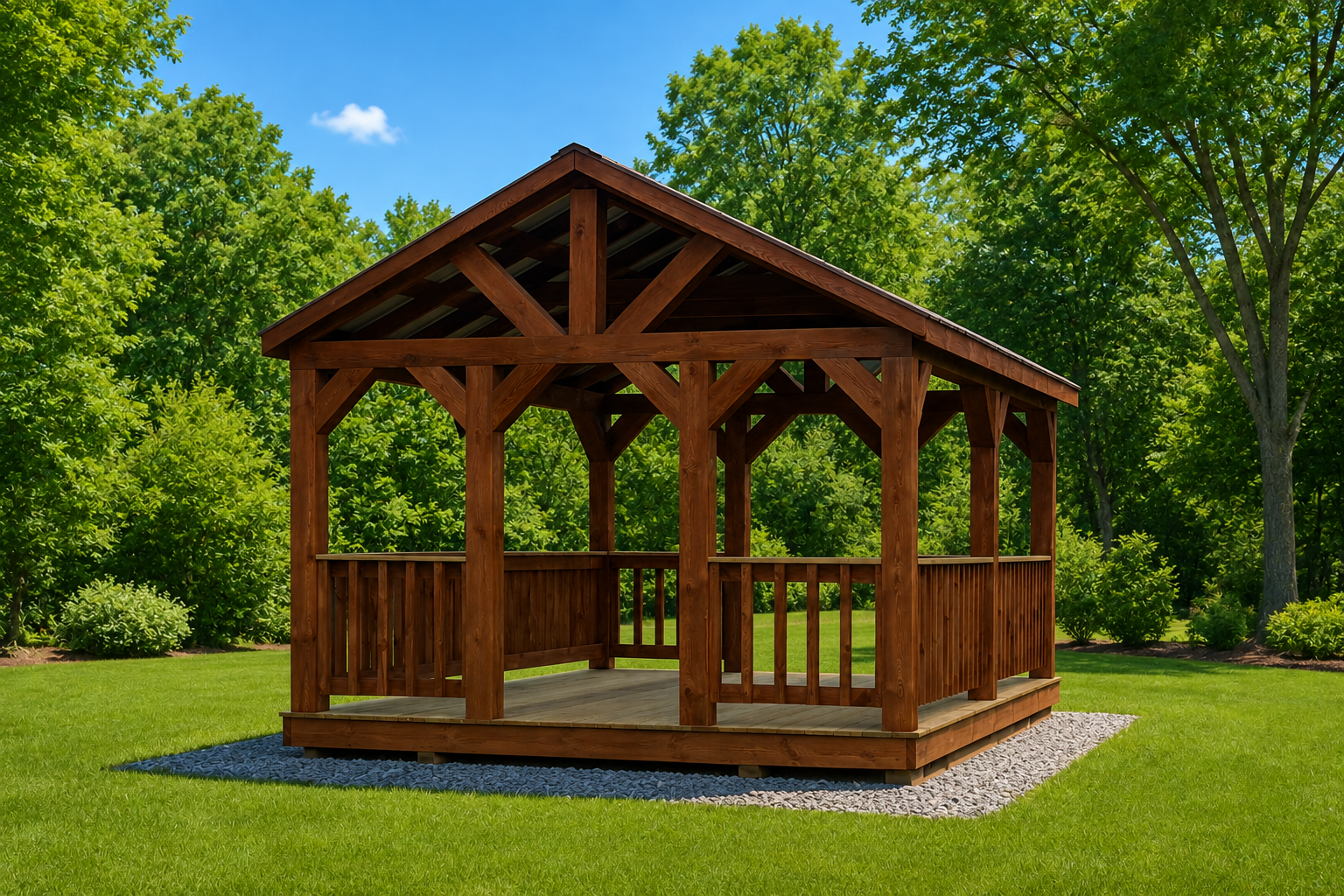 12' x 16' Post & Beam Pavilion w/Railings - Image 4
