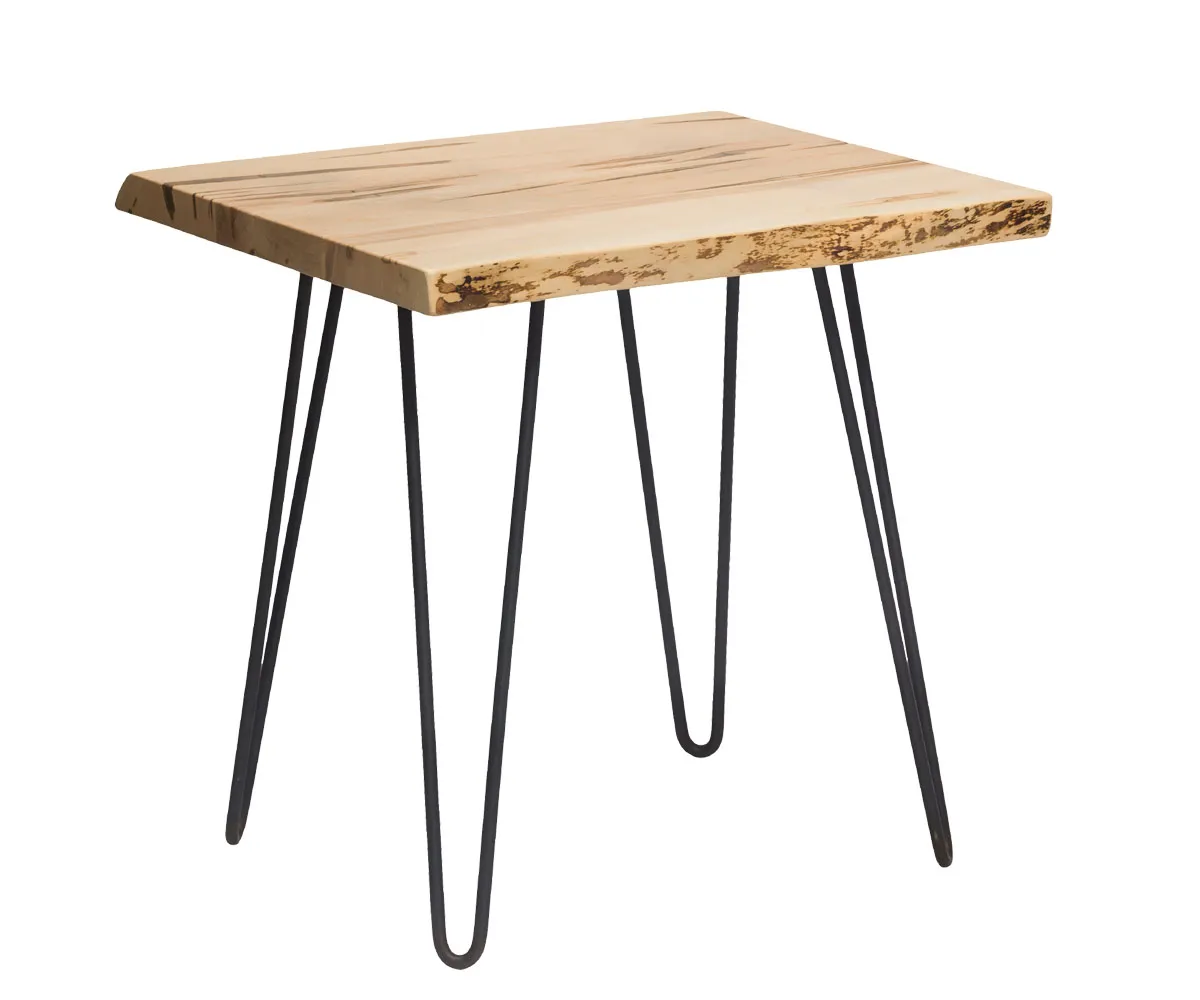 Live Edge End Table with Hairpin Base