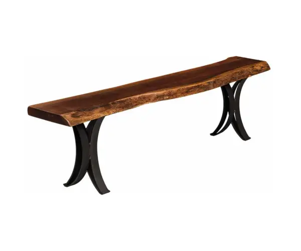 Live Edge Bench with Double Curved Base